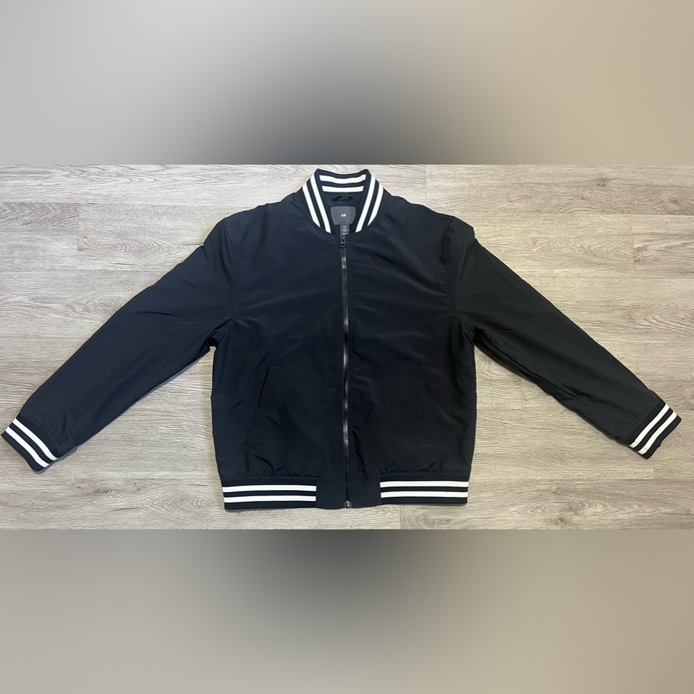 USED - H&M Mens M Bomber Jacket Black